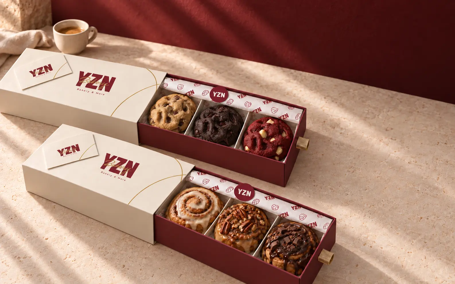 بوكس كوكيز وبوكس سينابون من YZN Bakery